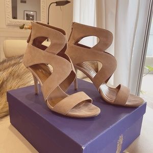 Aquazzura nude suede sandals